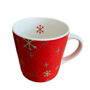 Starbucks Coffee Mug 2002 Barista Red Green Snowflakes Christmas Holiday 16oz